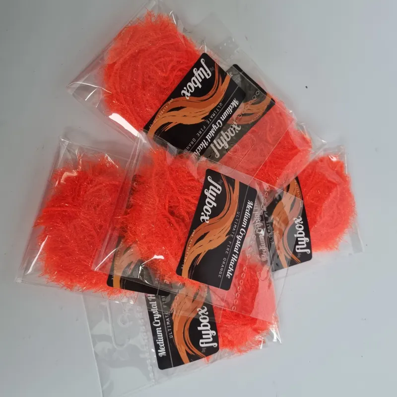 Flybox Medium Crystal Hackle in Ultimate Fire Orange-1